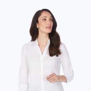 Foxcroft Non-Iron Stretch Blouse, White, Medium
